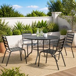 Stackable Garden Chair Set 5 Piece Anthracite Outdoor Furniture Patio Dining
