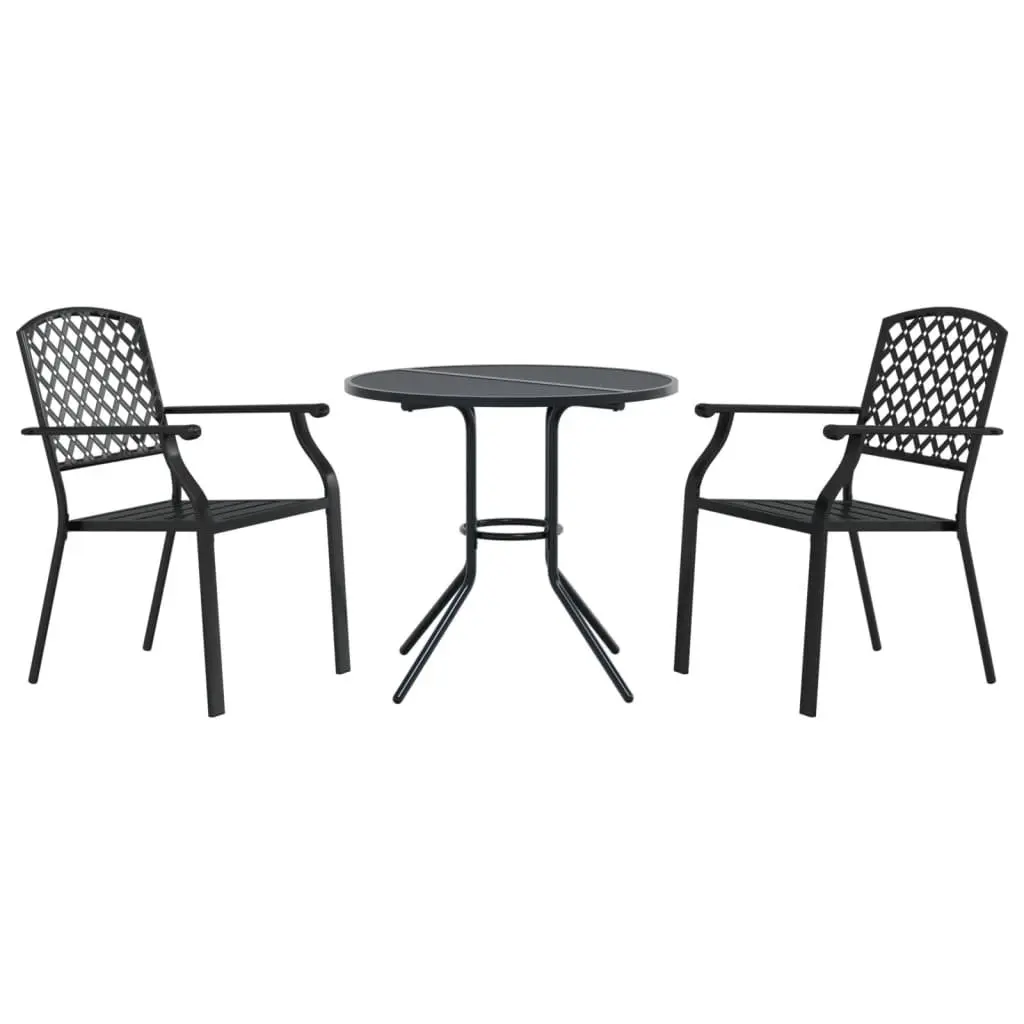 Stackable Garden Chair Set 3 Piece Anthracite Outdoor Bistro Dining Chairs with