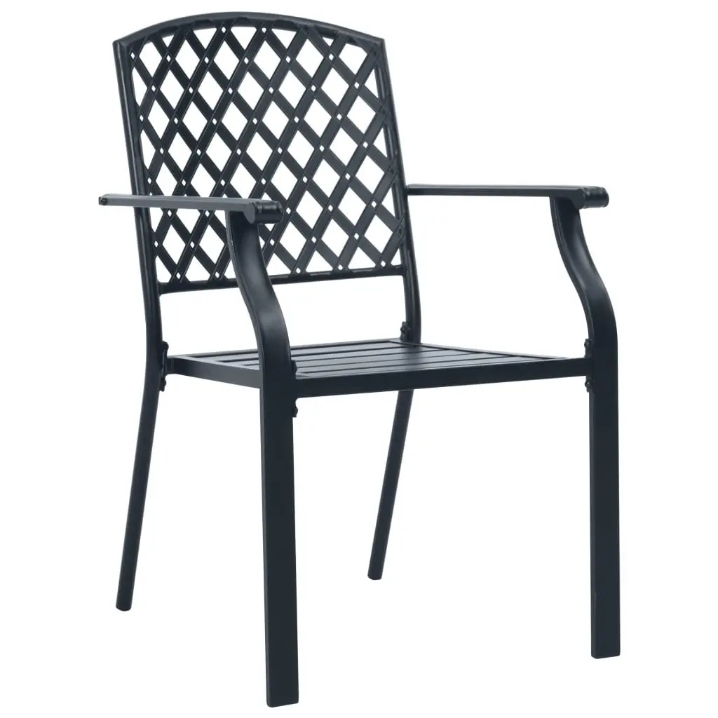 Stackable Garden Chair Set 3 Piece Anthracite Outdoor Bistro Dining Chairs with