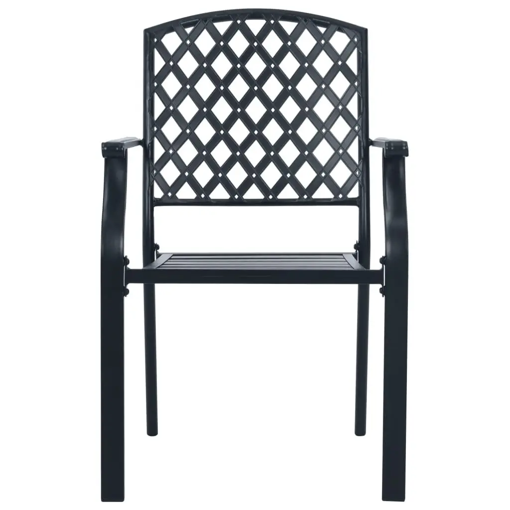 Stackable Garden Chair Set 3 Piece Anthracite Outdoor Bistro Dining Chairs with