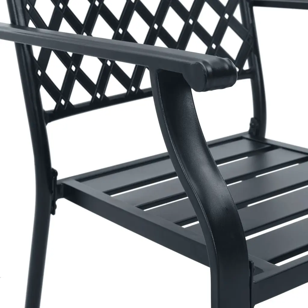 Stackable Garden Chair Set 3 Piece Anthracite Outdoor Bistro Dining Chairs with