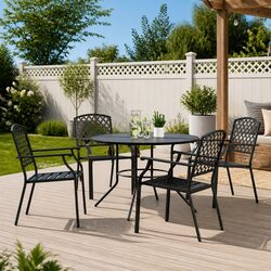 Durable 5 Piece Stackable Garden Chair Set in Anthracite