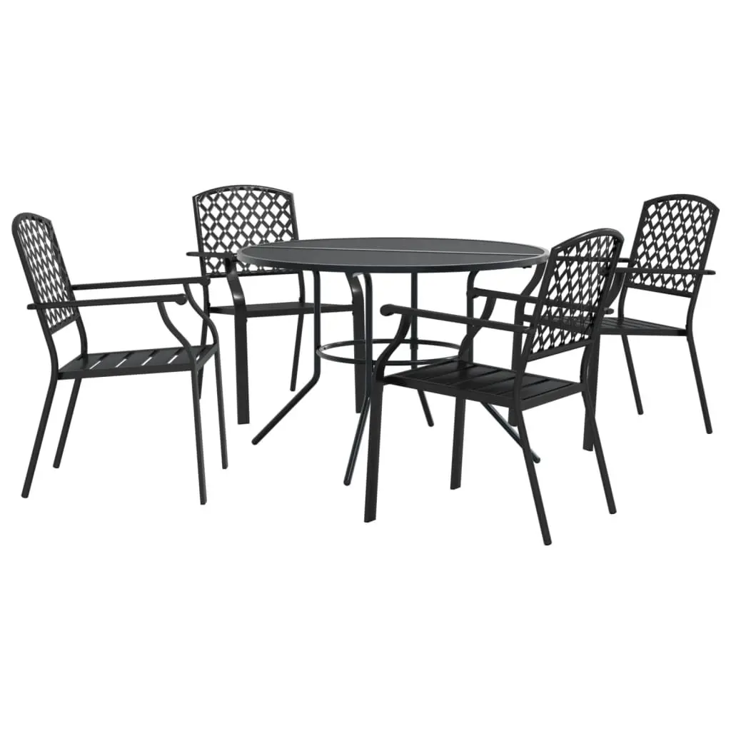 5 Piece Stackable Garden Chair Set in Anthracite