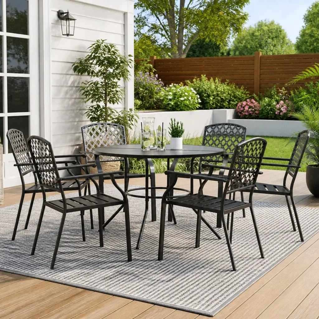 7-Piece Anthracite Stackable Bistro Chair Set for Outdoors