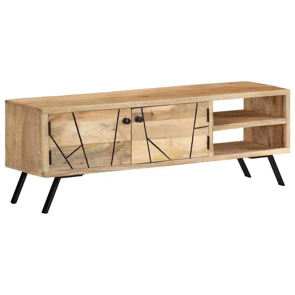 Solid Mango Wood TV Cabinet 110x30x40 cm Beige