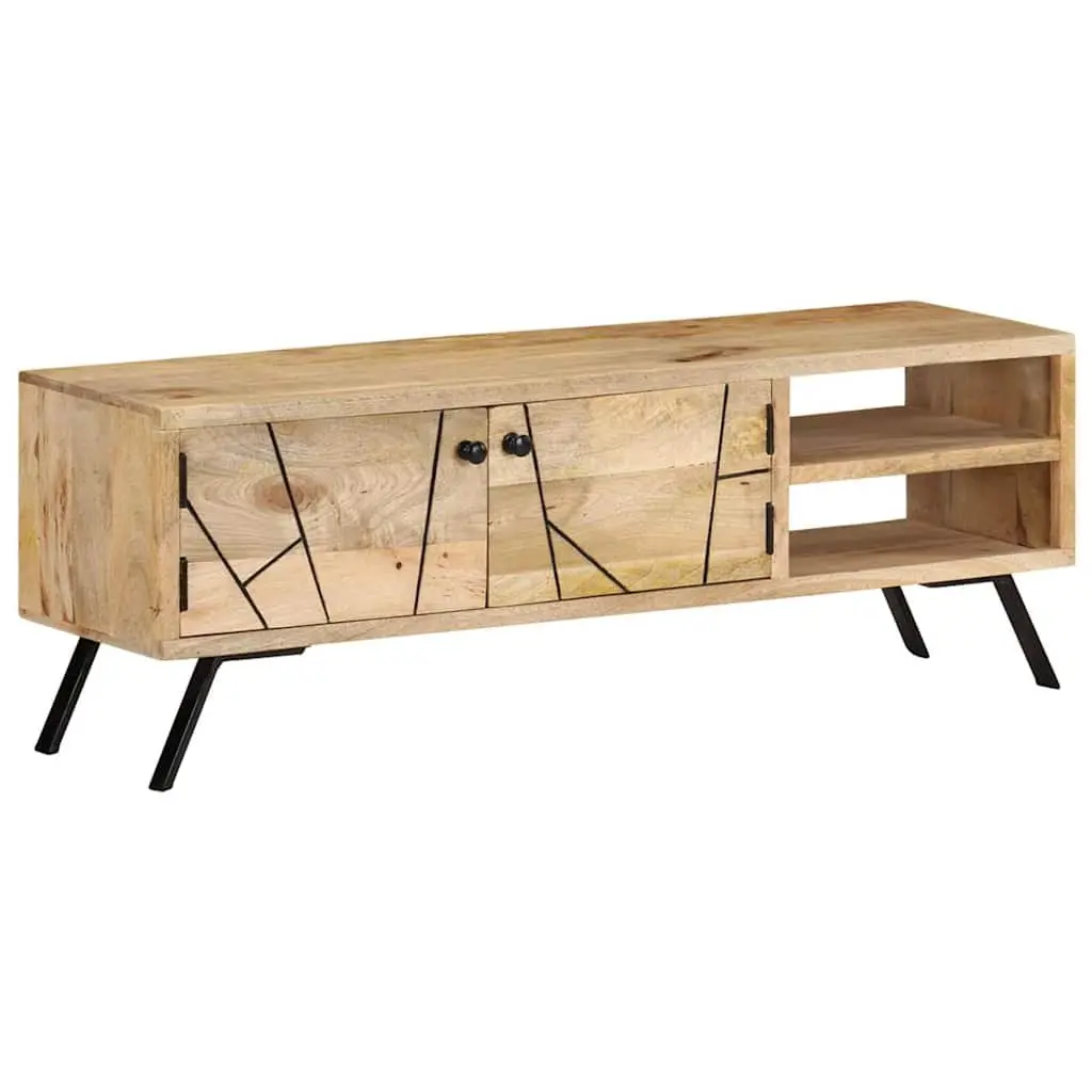Solid Mango Wood TV Cabinet 110x30x40 cm Beige