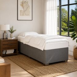 Stylish Grey Fabric Bed Frame 90x190 cm with Slatted Base