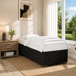 Black Fabric Upholstered Bed Frame 90x190 cm