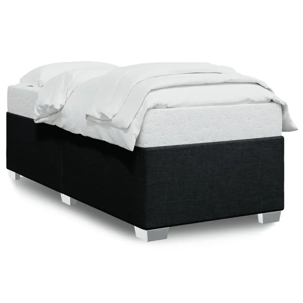 Bed Frame Polyester Fabric 90x190 cm Black Slatted Base