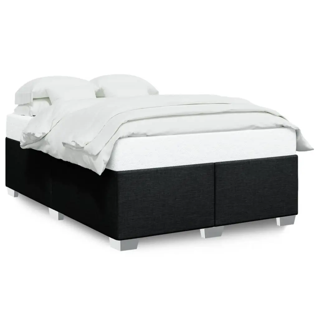 Black Fabric Double Bed Frame with Slat Support
