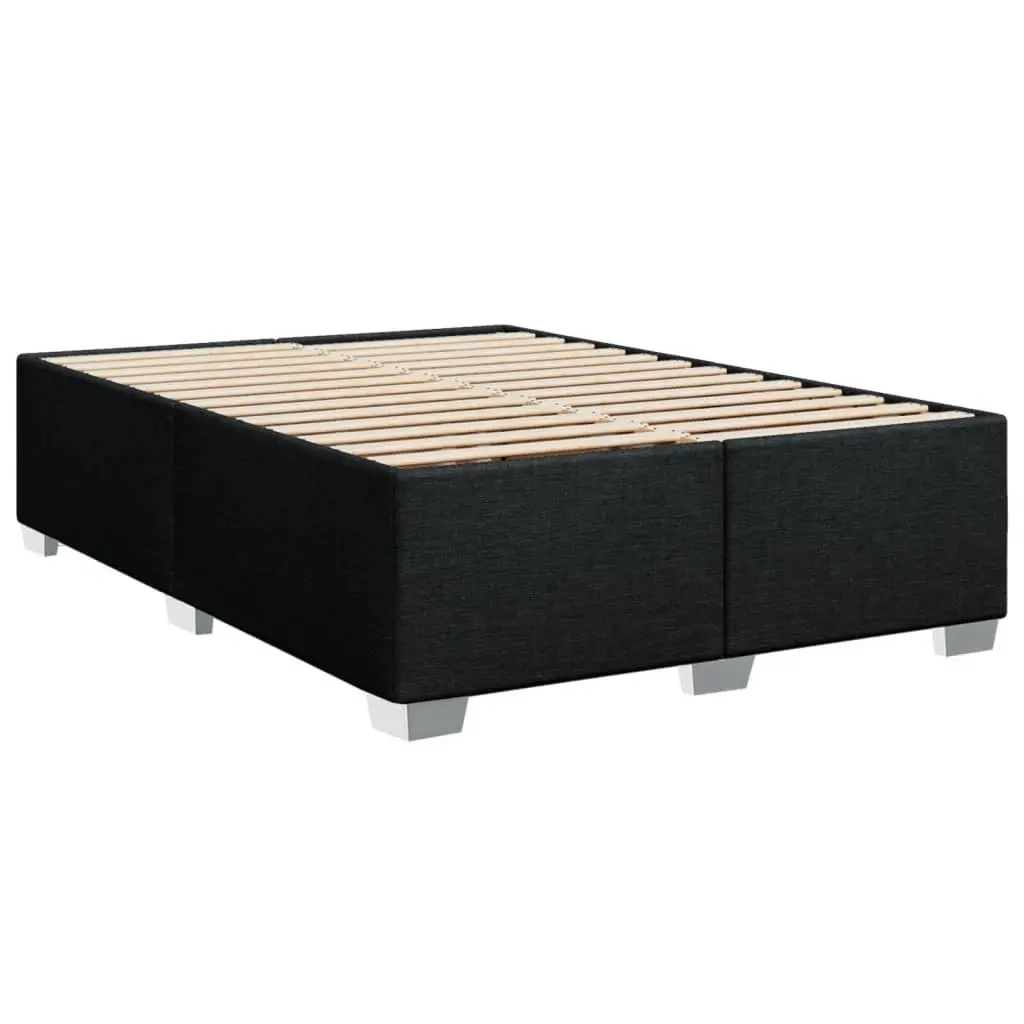 Black Fabric Double Bed Frame with Slat Support