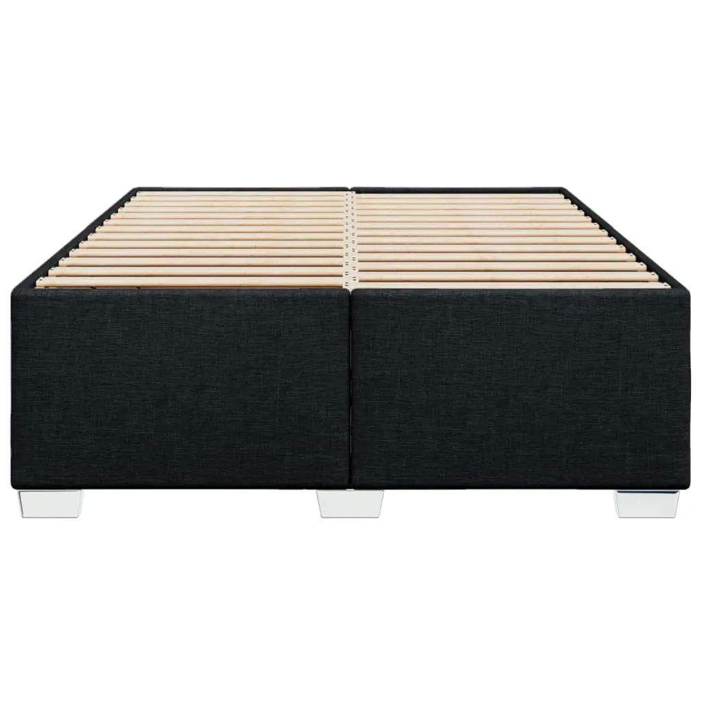Black Fabric Double Bed Frame with Slat Support
