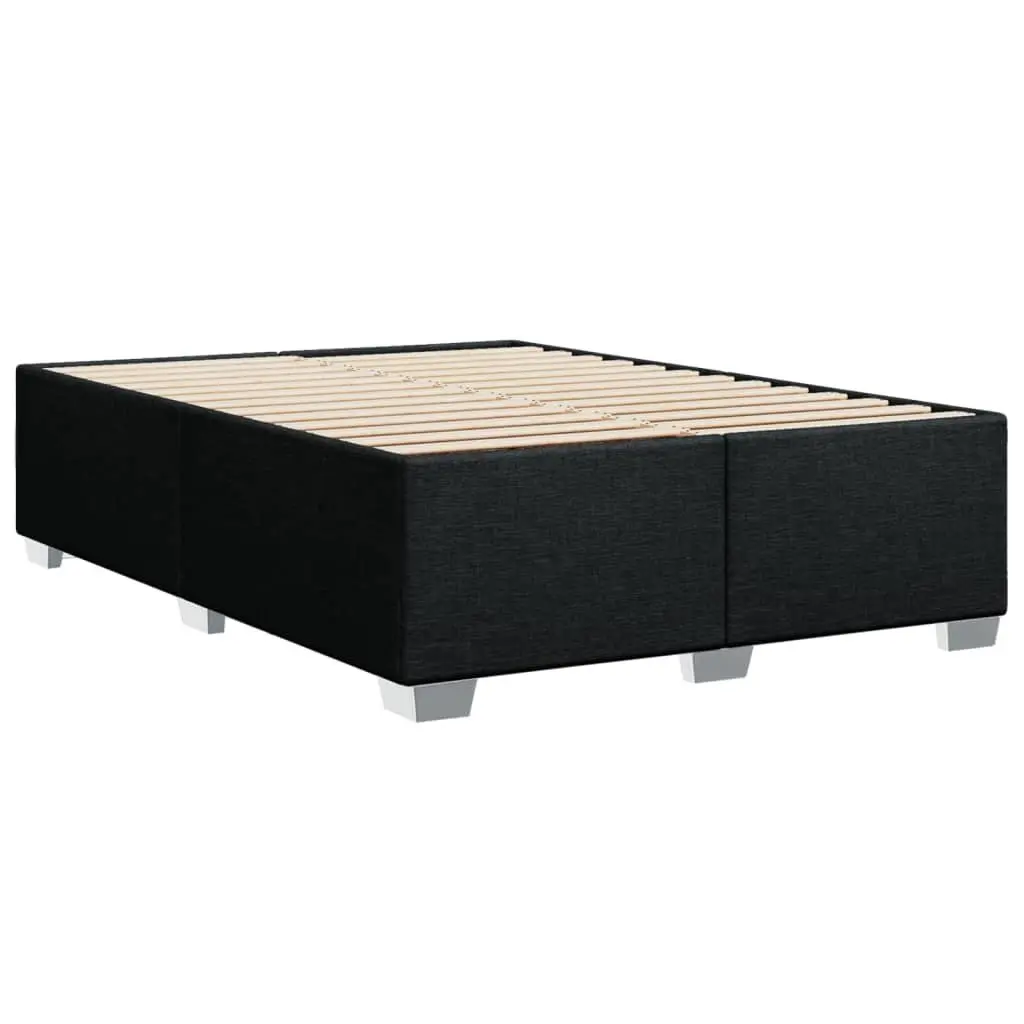 Black Fabric Double Bed Frame with Slat Support