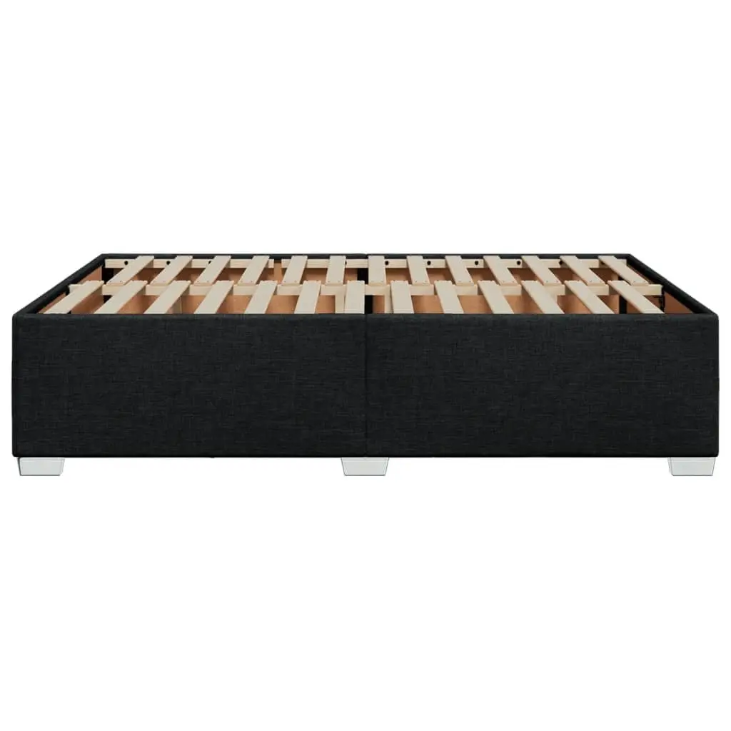 Black Fabric Double Bed Frame with Slat Support