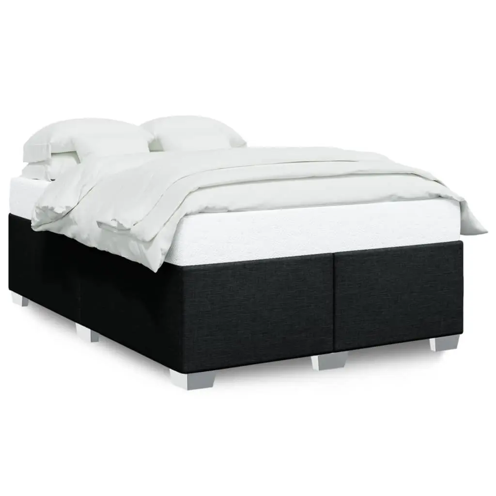 Black Fabric Queen Bed Frame with Slat Support