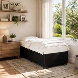 High-Quality Black Faux Leather Bed Frame 90x190 cm