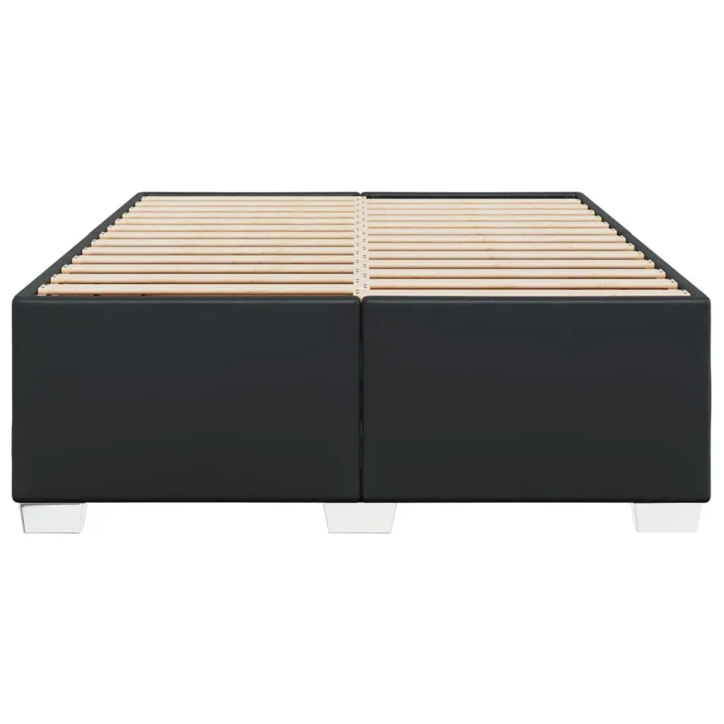 Black Faux Leather Queen Bed Frame with Slats Support