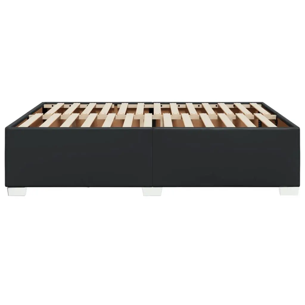 Black Faux Leather Queen Bed Frame with Slats Support