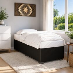 Durable King Single Bed Frame in Black Faux Leather
