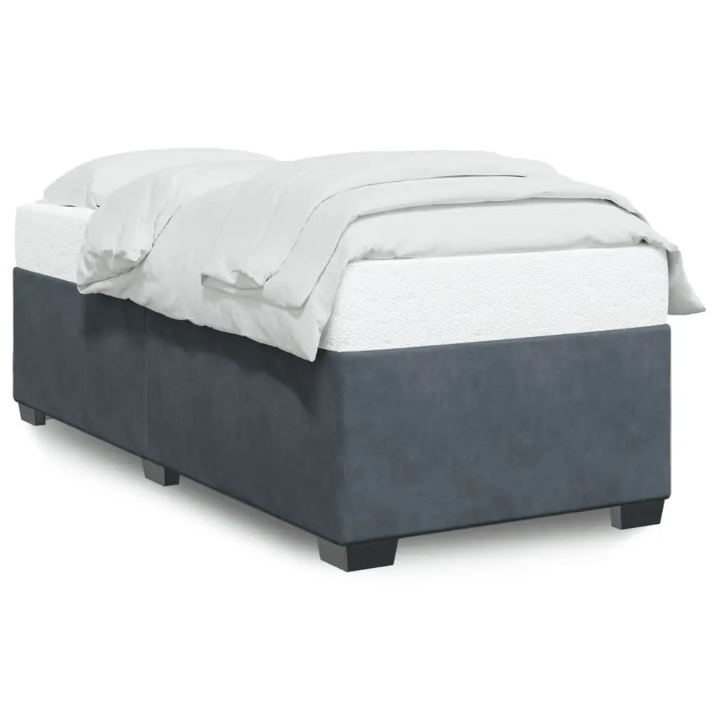 Bed Frame Velvet Grey 90x190 cm Slatted Base