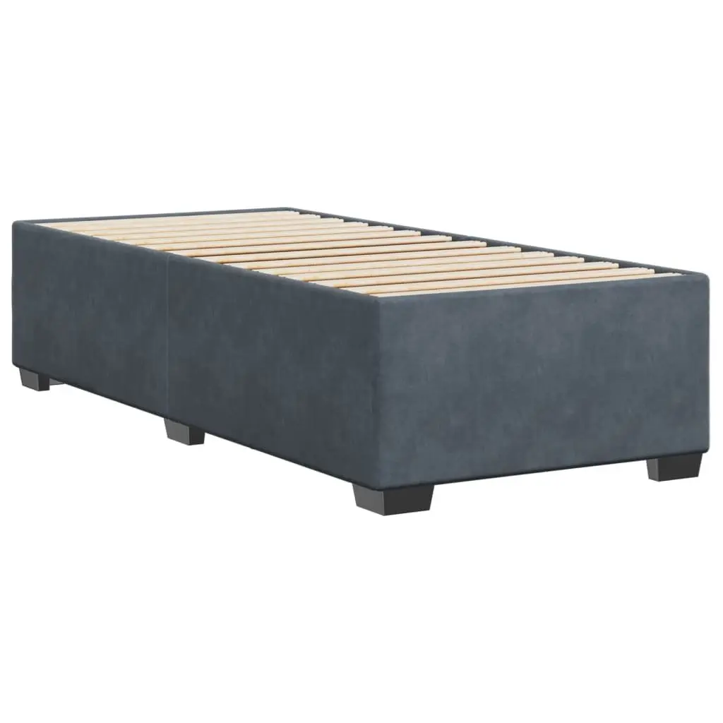 Bed Frame Velvet Grey 90x190 cm Slatted Base