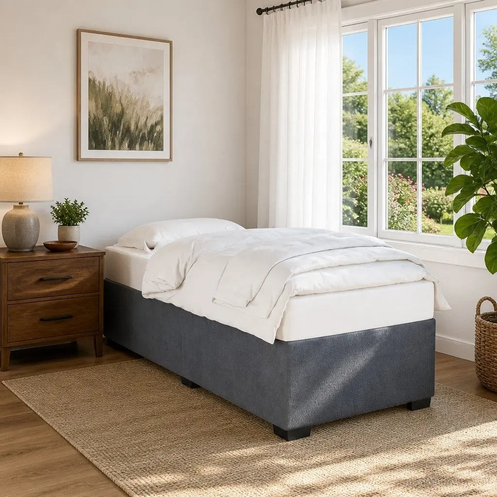Bed Frame Velvet 90x190 cm Grey Slatted Base