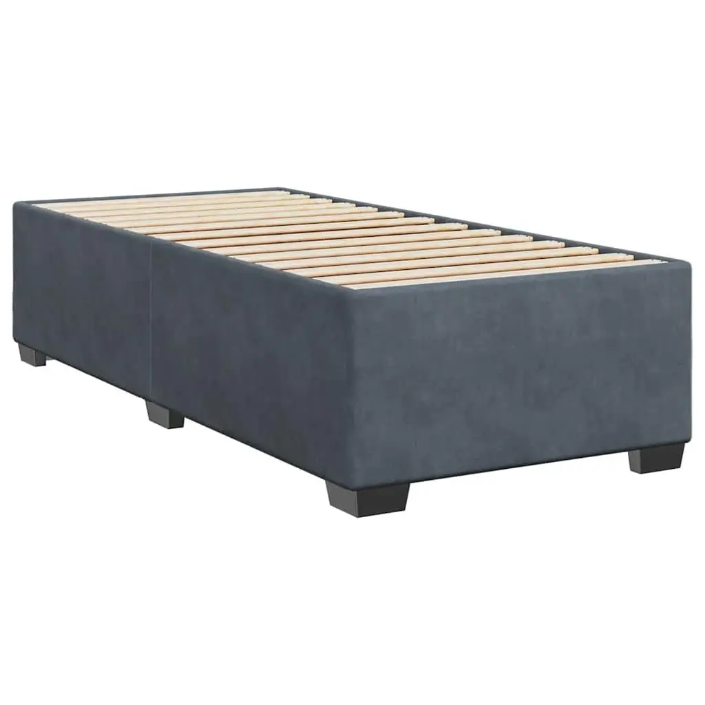 Bed Frame Velvet 90x190 cm Grey Slatted Base