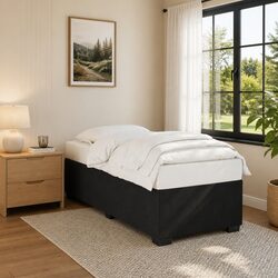 Stylish Black Velvet King Single Bed Frame with Slats