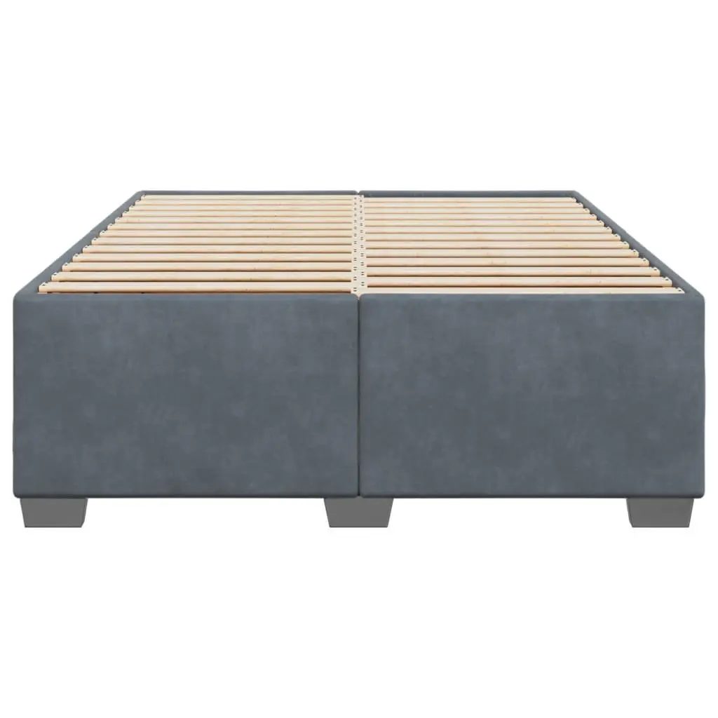 Grey Velvet Double Bed Frame with Supportive Slats