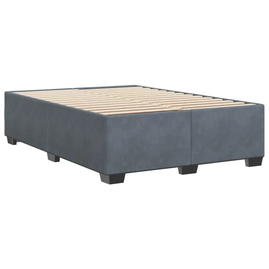 Grey Velvet Double Bed Frame with Supportive Slats
