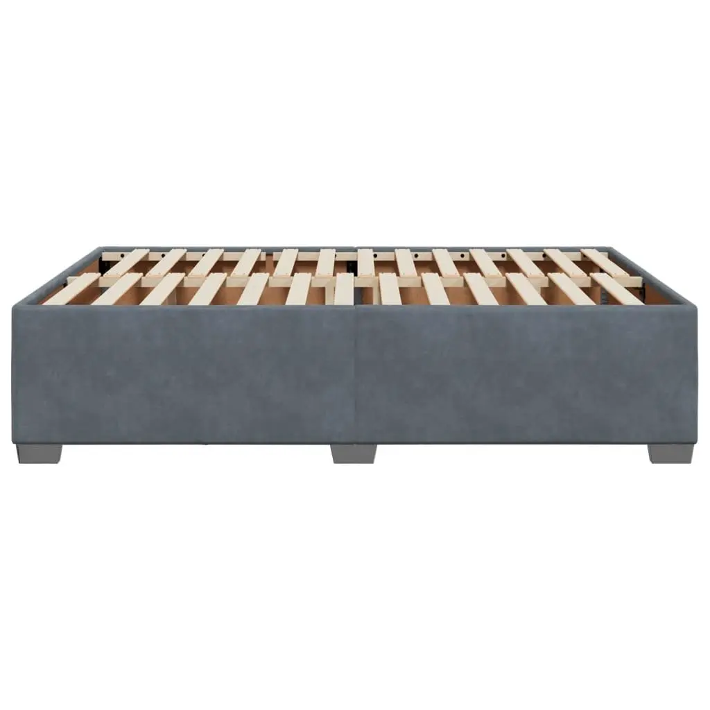 Grey Velvet Double Bed Frame with Supportive Slats