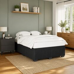 Stylish Black Velvet Double Bed Frame with Sturdy Slats