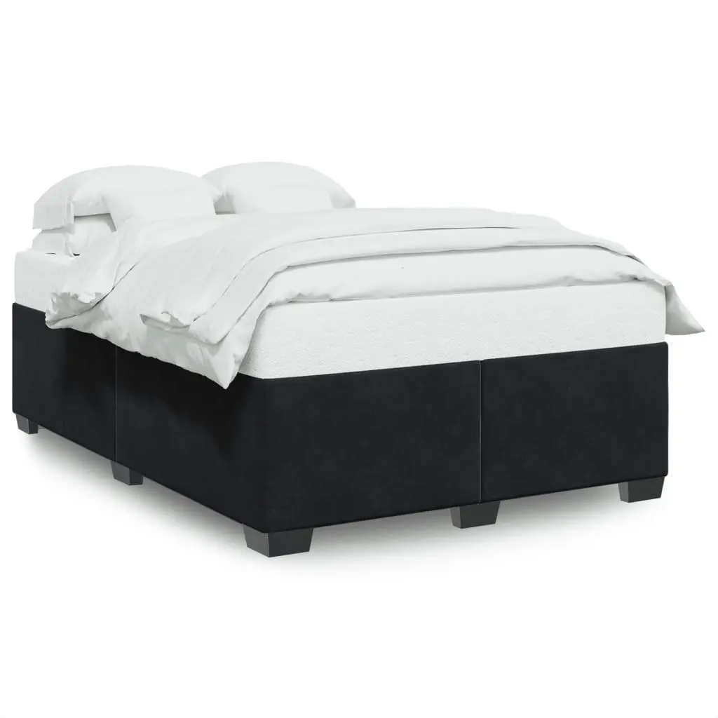 Black Velvet Double Bed Frame with Sturdy Slats