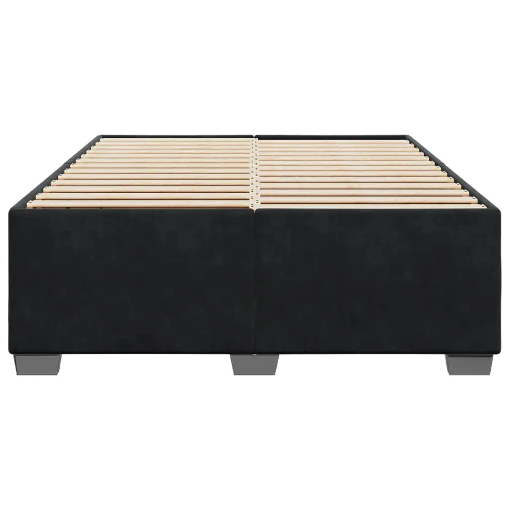 Black Velvet Double Bed Frame with Sturdy Slats
