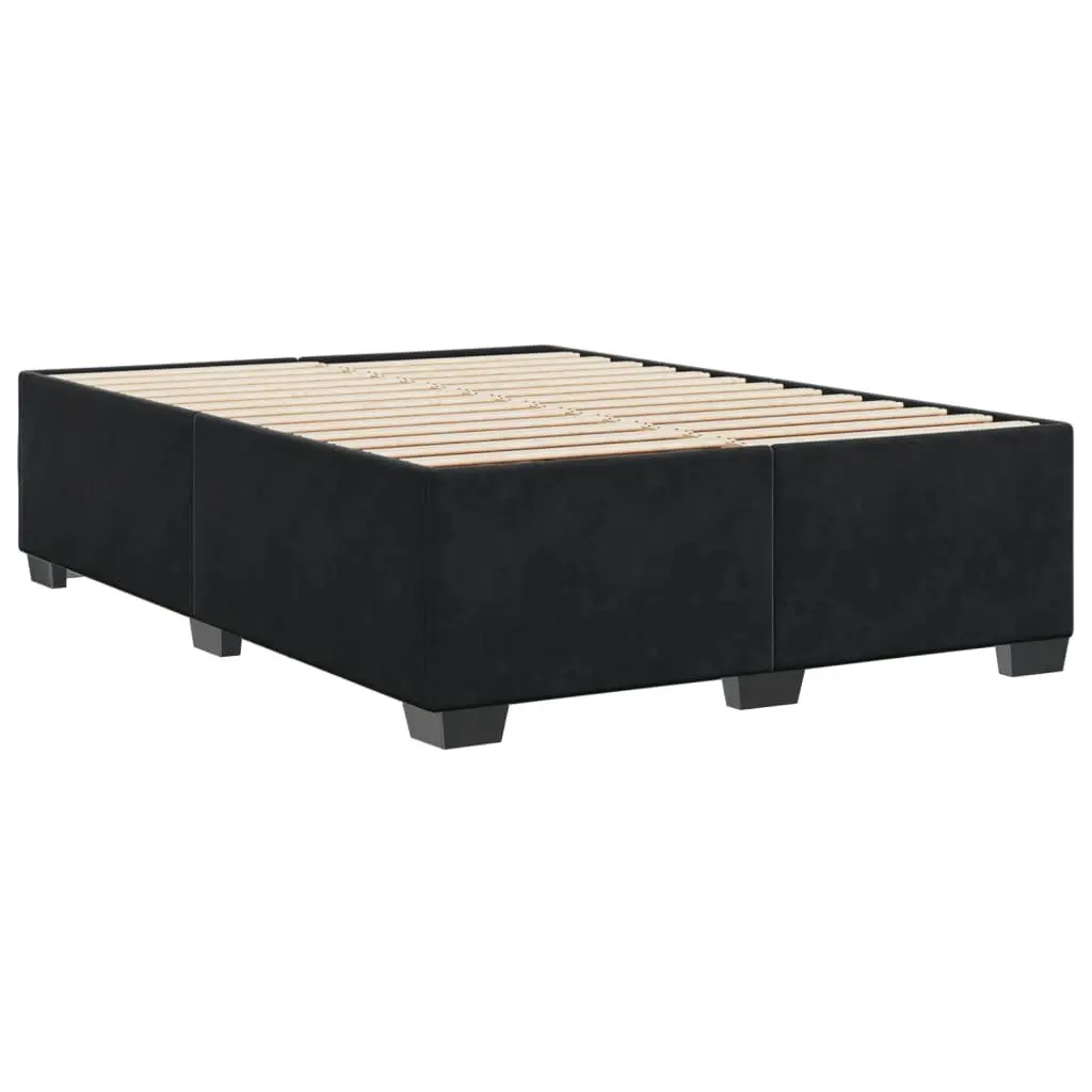 Black Velvet Double Bed Frame with Sturdy Slats