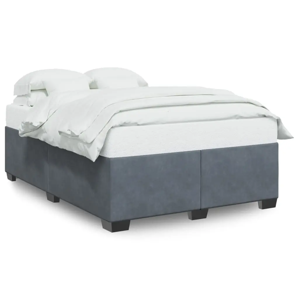 Queen Bed Frame Velvet Dark Grey