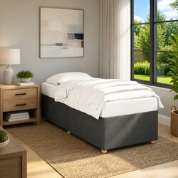 Grey Fabric Bed Frame 90x190 cm with Slatted Base
