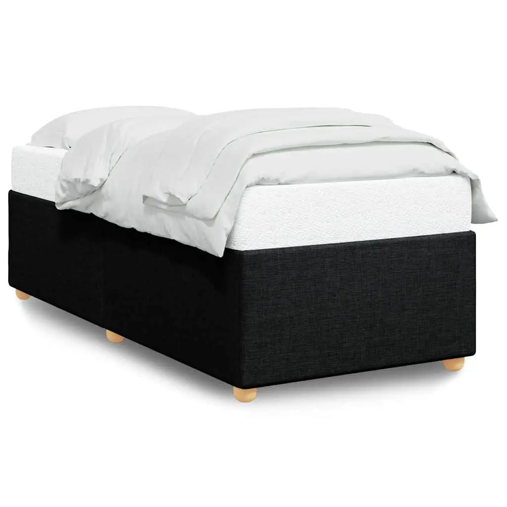 Bed Frame Fabric Upholstered 90x190 cm Black Slat Base