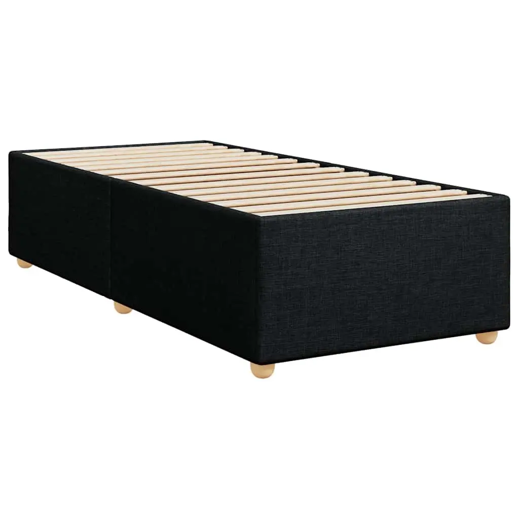 Bed Frame Fabric Upholstered 90x190 cm Black Slat Base