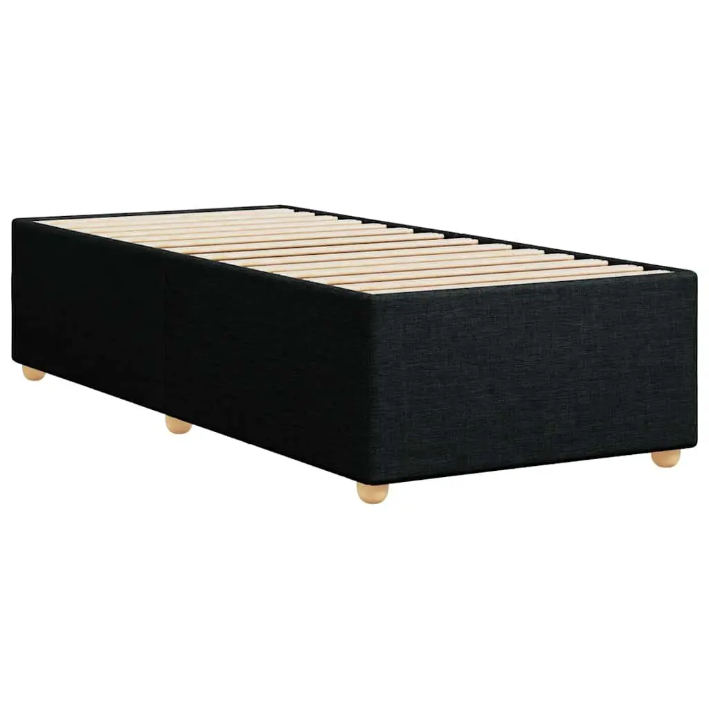 Bed Frame Fabric Upholstered 90x190 cm Black Slat Base