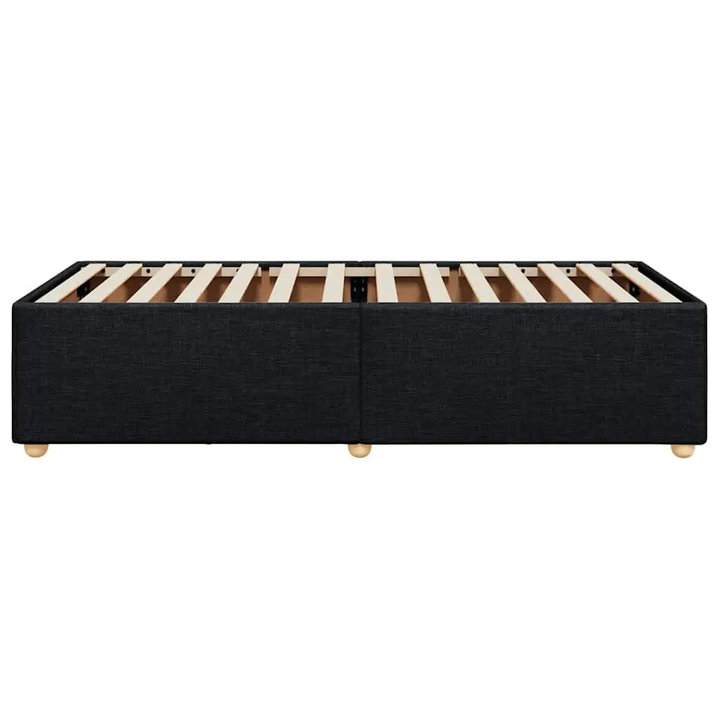 Bed Frame Fabric Upholstered 90x190 cm Black Slat Base