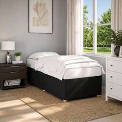 Premium Black Fabric King Single Bed Frame with Slats