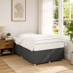 Grey Upholstered Double Bed Frame with Slat Support