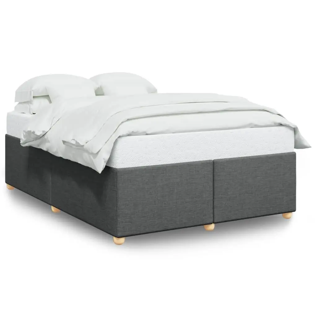 Grey Upholstered Queen Bed Frame with Slats