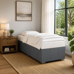 Durable Grey Fabric Bed Frame 90x190 cm with Slats