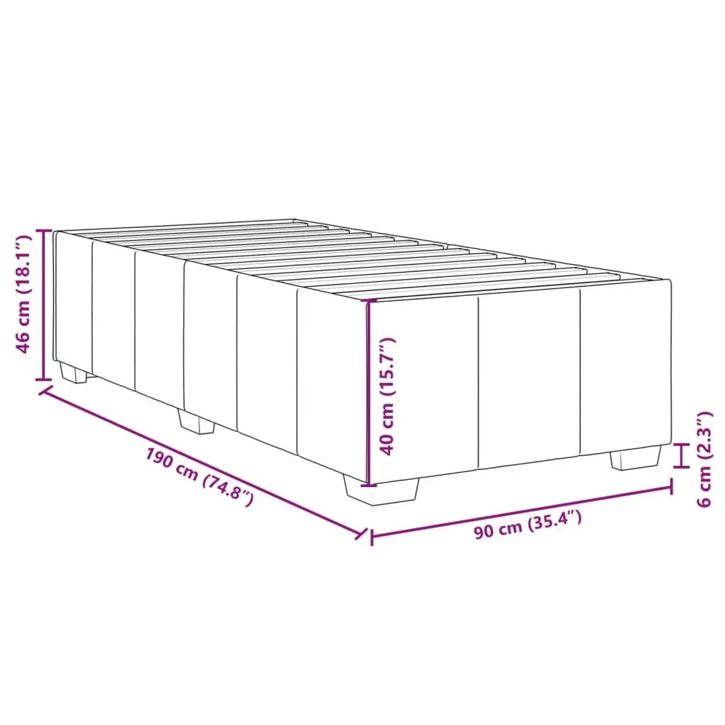 Bed Frame Polyester Fabric 90x190 cm Grey