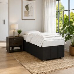 Stylish Black Bed Frame 90x190 cm with Slatted Support