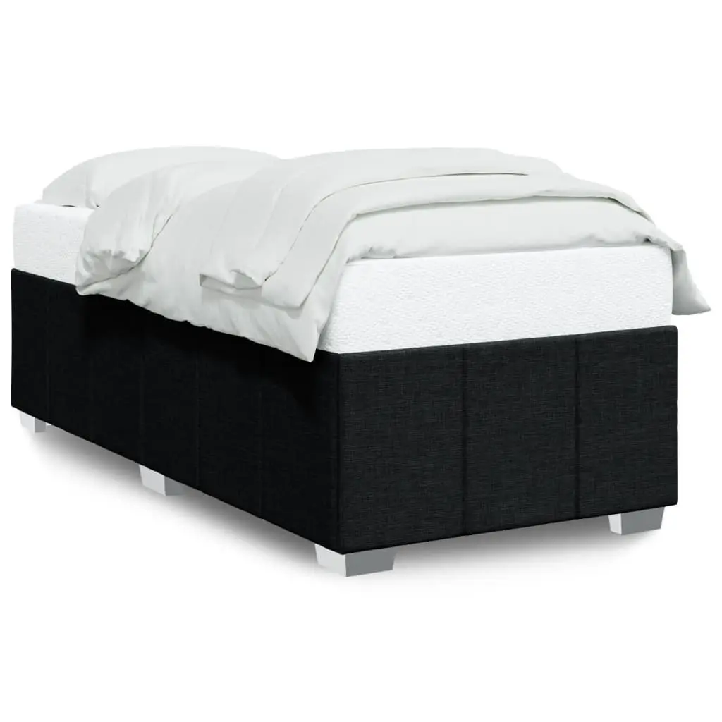 Bed Frame Polyester Fabric 90x190 cm Black Slatted Base