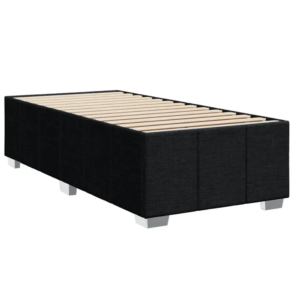 Bed Frame Polyester Fabric 90x190 cm Black Slatted Base