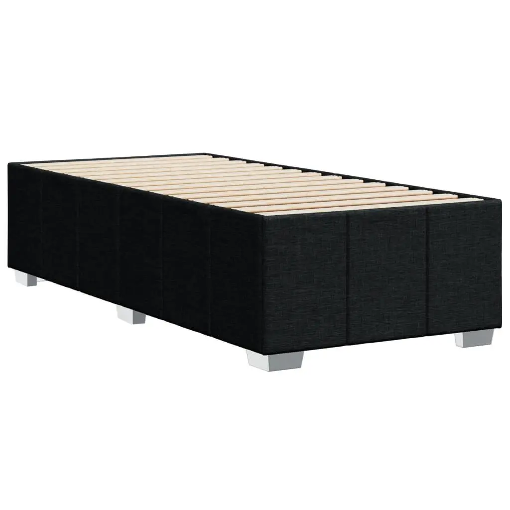 Bed Frame Polyester Fabric 90x190 cm Black Slatted Base